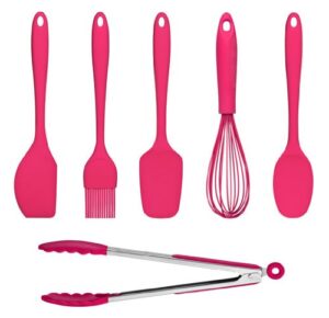 6 Piece Silicone Kitchen Utensils / Tools Set Hot Pink