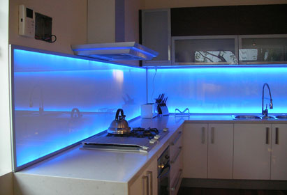 LED Backlit Glass Kitchen Splashback